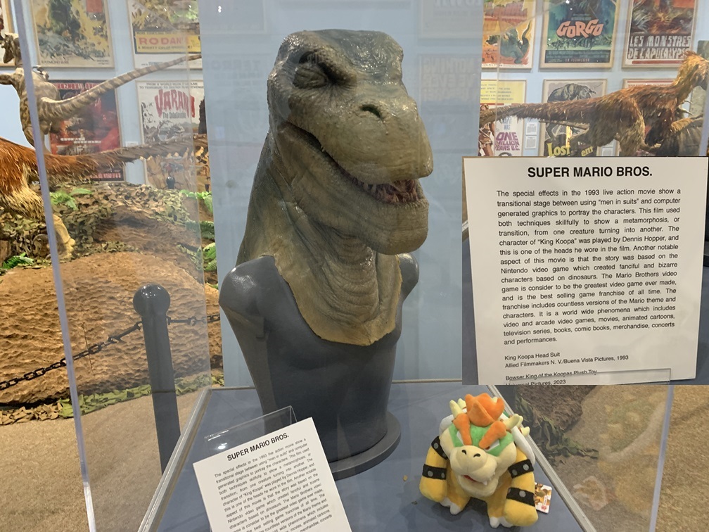 Super Mario Bros dinosaur movie exhibit