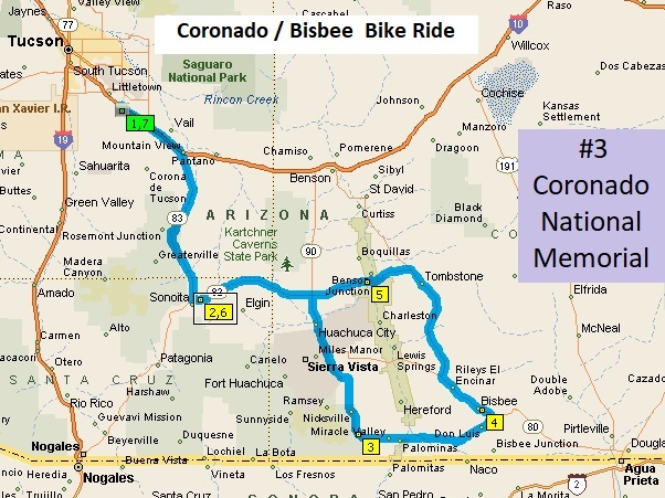 Coronado National Memorial ride — route map
