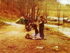 Here's Dave trying to dry out some clothes before we pack up for the road....